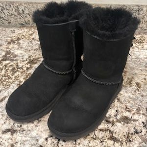 Uggs with black bow ribbon